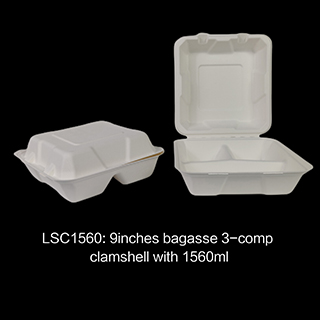 100% Biodegradable sugarcane clamshell