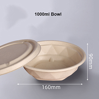 100% Biodegradable Sugarcane Fiber Round Bowls